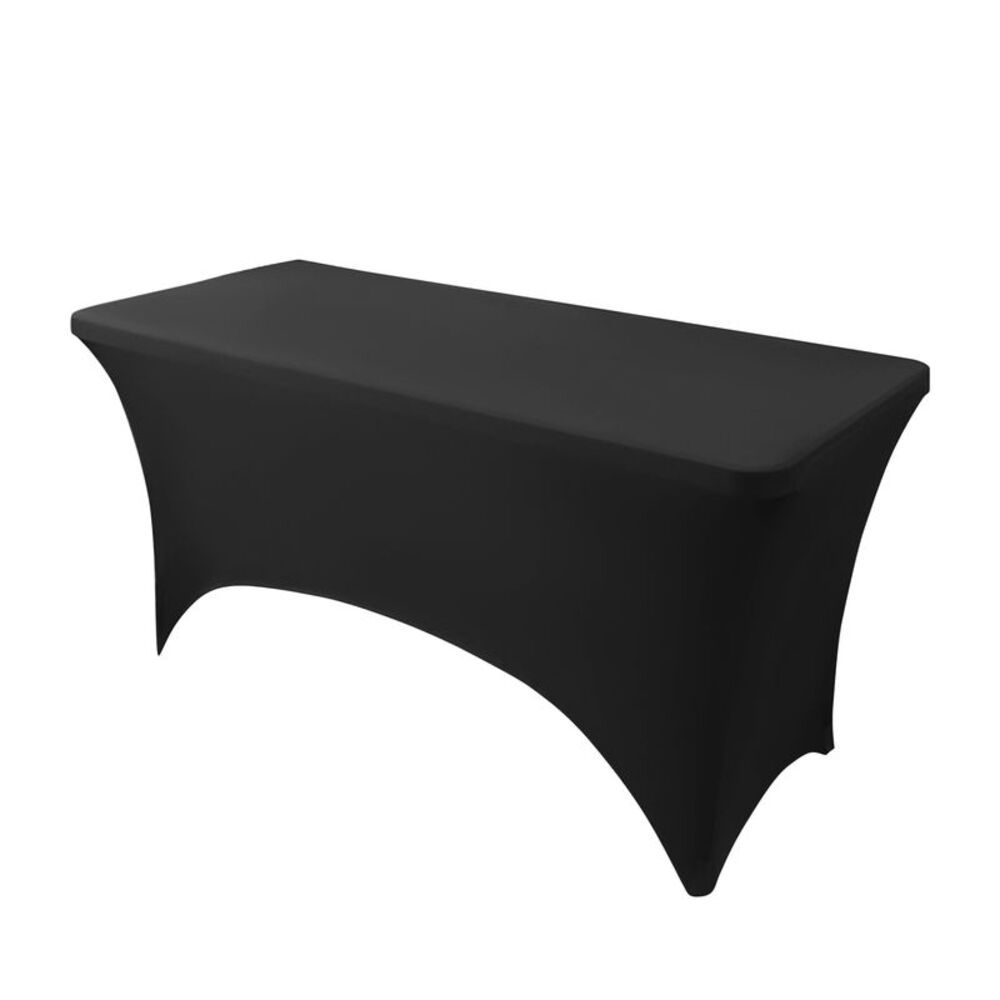 1 Pack Spandex Tablecloth, Wrinkle Resistant Stretch Rectangle Table 6FT Black